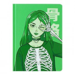 Скетчбук девочка скелет аниме твердая обложка