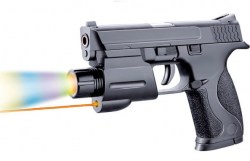 Пистолет (длина 17 см) с фонариком и лазер. прицелом в пак 