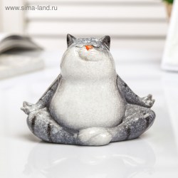 Статуэтка Котик йог серый 10 см