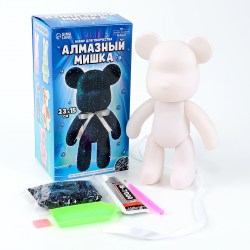 Алмазная мозаика на фигурке с полным заполнением Мишка стразами синий