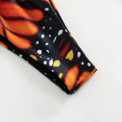 Купальник женский раздельный на завязках стринги бабочка оранжевая S