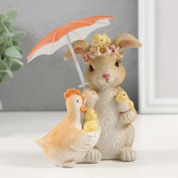 Статуэтка сувенир пасхальный заяц кролик под зонтом 14 см