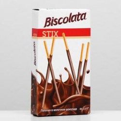 Бисквитные палочки Biscolata покрытые молочным шоколадом, 40 г 