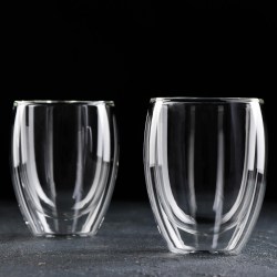 Набор стаканов с двойными стенками «Поль», 350 мл, 2 шт, 8,5×12 см