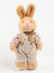 Мягкая игрушка Зайчик в комбинезоне, 11х7х5 см