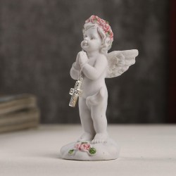Статуэтка Белоснежный ангелочек в венке с крестиком