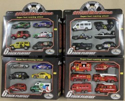 Набор автомобилей специальных служб(6 штук),4 вида,в коробке