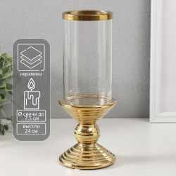 Подсвечник керамика стекло на 1 свечу Иллюзия. Зебра d=7,5 см золото 9х9х24 см