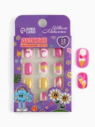 Детские накладные ногти Сладкие пирожные 12 шт   