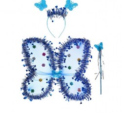 Карнавальный набор Бабочка, 3 предмета: крылья, ободок, жезл, цвет синий