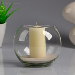 Ваза-шар Классика с белой свечой, 12×10 см, 9 ч, стекл