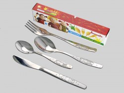 Набор детский 4 предмета Антошка 2 мм (ложка столовая и чайная, вилка, нож)