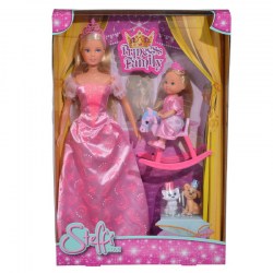 Куклы Штеффи и Еви, набор "Принцессы", зверушки в комплекте, 29см., 12см