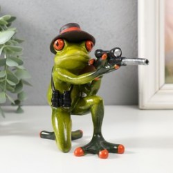 Фигурка полистоун лак Лягуха - охотник, 13×16.5×5.5 см