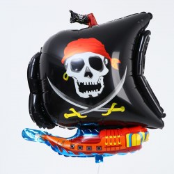 Шар фольгированный 34" Пиратский корабль, цвет чёрный