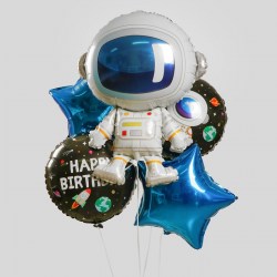 Букет из шаров космос Космонавт фольга набор 5 шт