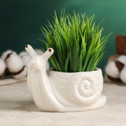 Декоративный горшок для цветов «Улитка» керамический, 200 мл, 13×9×9 см, белый, Greengo