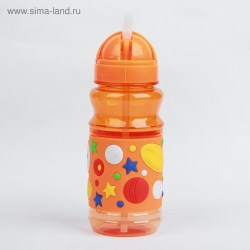 Поильник детский с трубочкой «Звёзды», 380 мл, цвет оранжевый