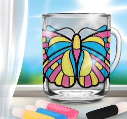 Роспись кружки витражными красками Бабочка
