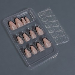 Накладные ногти «Franch», 12 шт, с клеевыми пластинами, форма балерина, бежевые, чёрные													