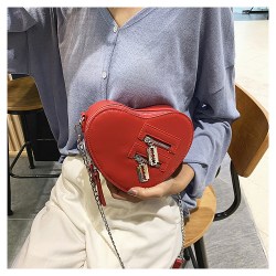 Женская сумка через плечо, с цепочкой, красное сердце