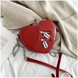 Женская сумка через плечо, с цепочкой, красное сердце