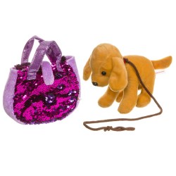 Собачка в сумке с пайетками Милота,лабрадор 19 см