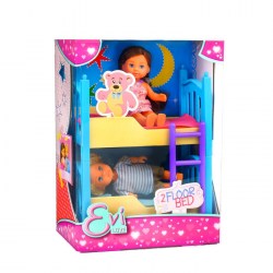 Кукла "Еви с братиком", набор с двухъярусной кроваткой, 12 см