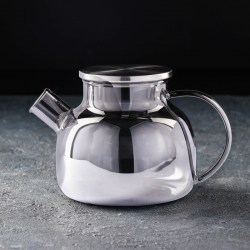 Чайник заварочный с металлическим ситом Глори 1 л, цвет серый