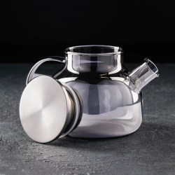Чайник заварочный с металлическим ситом Глори 1 л, цвет серый