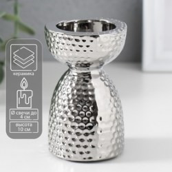  Подсвечник керамика на 1 свечу Иллюзия d 4 см серебро 6,5х6,5х10 см