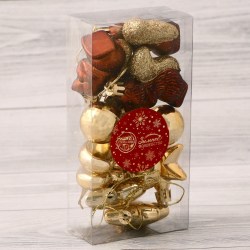 Ёлочные игрушки, пластик, набор 12 шт "Диско новый год" золото коричневый