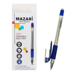Ручка шариковая со стираемыми чернилами Mazari Edit, пишущий узел 0.7 мм, резиновый упор