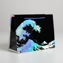 Пакет подарочный голографический The sea, 27 × 23 × 11,5 см  