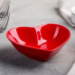 Салатник Сердце,12×11,5 см, цвет красный