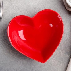 Салатник Сердце,12×11,5 см, цвет красный
