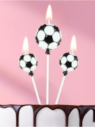 Набор свечей в торт Футбольные мячи 3 шт, на шпажке