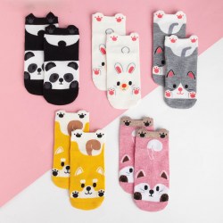 Набор носков для девочки с животными 5 пар, р-р 36-37 (22-24 см)