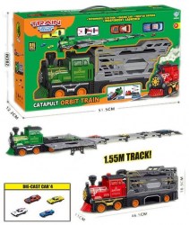 Набор 'Автотрек' Паровоз красный/зеленый в коробке: машинка