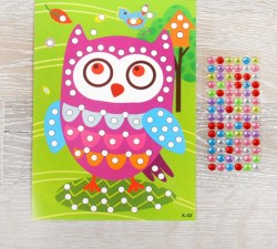 Аппликация круглыми стразами Совушка