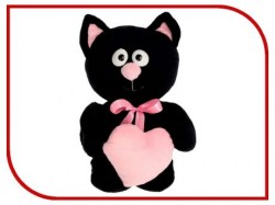 Мягкая игрушка Кот с сердцем, цвет чёрный, 30 см