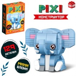 Конструктор блочный PIXI. Слоник, животные, мини блоки, 129 деталей