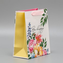 Пакет подарочный ламинированный двухсторонний, Будь счастлива MS 18 х 23 х 10 см