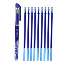 Набор ручка гелевая ПИШИ-СТИРАЙ, пишущий узел 0.5 мм, чернила синие + 9 штук стержней синих  