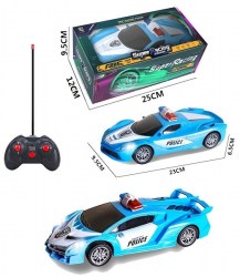 Машина POLICE на РУ (свет) голубая в коробке