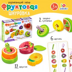 Шнуровка Фруктовая 14 деталей, 6 карточек