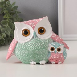 Фигурка полистоун «Цветной филин с птенцом» узоры 15.2×6×11 см