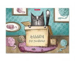ErichKrause® Альбом для рисования Cat & Box 30 листов на клею