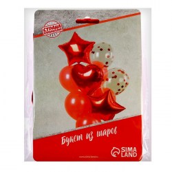 Букет из красных шаров Романтика латекс, фольга, набор 14 шт.