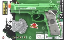 Набор военного зеленый пистолет (звук) на картоне HY9019-1